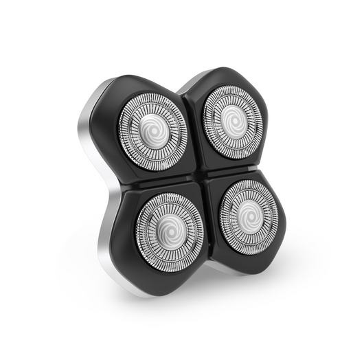 Experience an irritation-free shave with the FlexSeries® Pro Blade Refill from Freebird. This innovative shaver features a sleek black casing and circular silver blades artfully arranged in a clover shape for the ultimate smoothness.